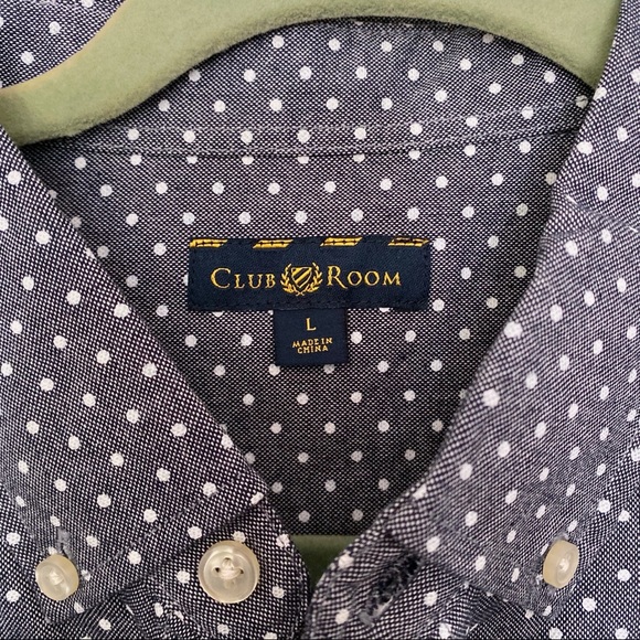 👔 CLUB ROOM BLUE WHITE POLKA DOT SHIRT! - Picture 4 of 5
